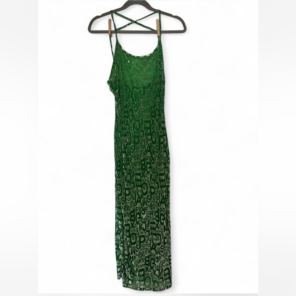 SOLD Fashion Brand Company Grassy Wordy Maxi Slit Dress